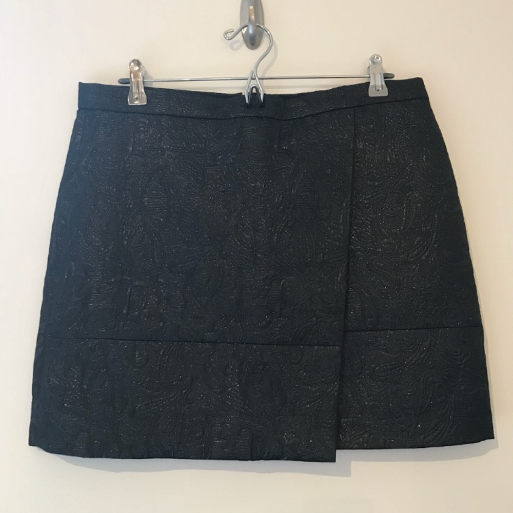 J. Crew Black Jacquard Mini Skirt